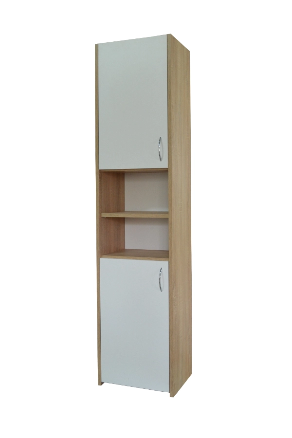 Słupek łazienkowy Adaś 2D Sonoma + Front Biały 30 cm