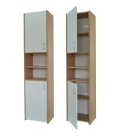 Słupek łazienkowy Adaś 2D Sonoma + Front Biały 30 cm