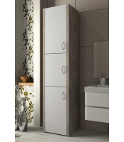 Słupek łazienkowy Adaś 3D Sonoma + front Biały 40 cm