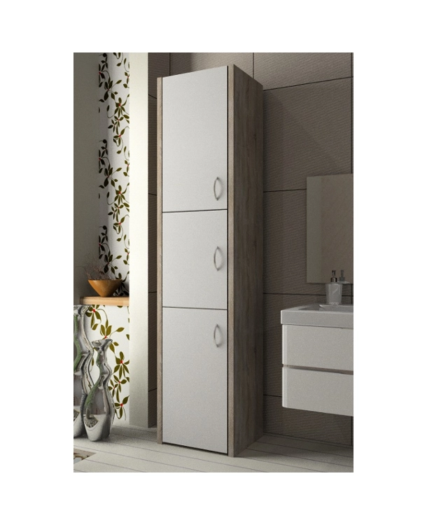 Słupek łazienkowy Adaś 3D Sonoma + front Biały 40 cm