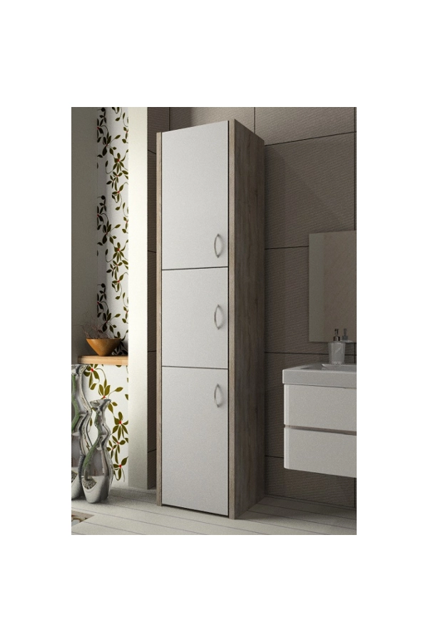 Słupek łazienkowy Adaś 3D Sonoma + front Biały 40 cm