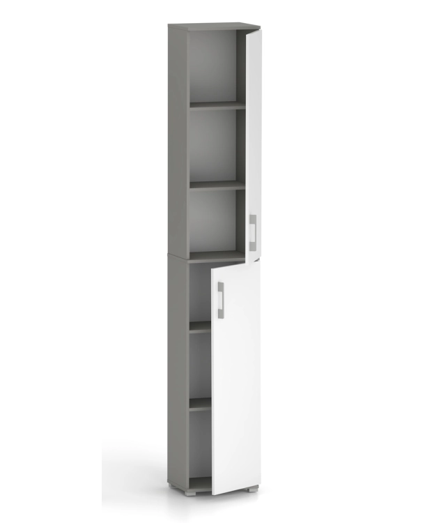 Szafa biurowa Pola 215 - 2D 40 cm Szary Arktyczny z białymi frontami