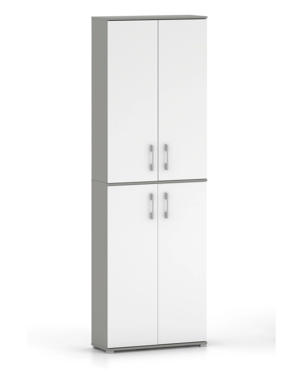 Szafa biurowa Pola 215 - 4D 80cm Szary z białymi Frontami