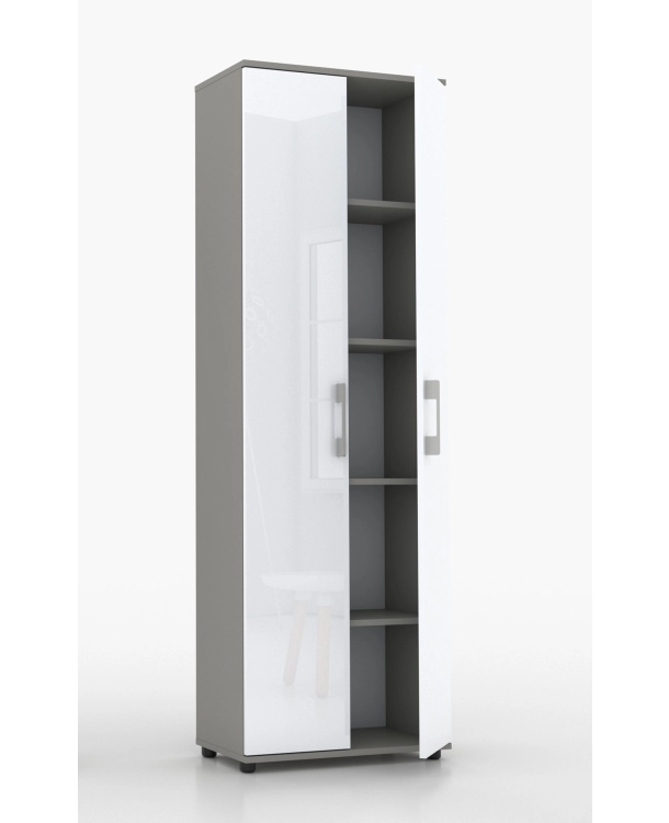 Regał  szafa biurowa G 80 2d Szary połysk 80 cm