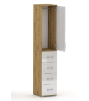 Szafa na ubrania z drążkiem Pola 215 - 4 szuflady 40-50 cm Dąb Artisan z połyskiem
