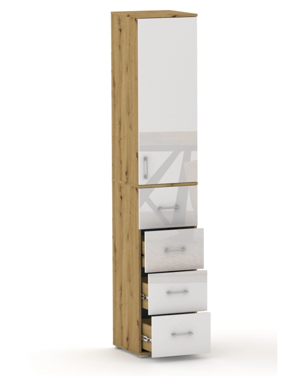 Szafa na ubrania z drążkiem Pola 215 - 4 szuflady 40-50 cm Dąb Artisan z połyskiem