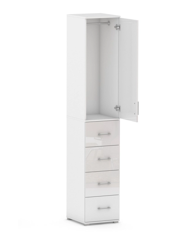 Szafa na ubrania z drążkiem Pola 215 - 4 szuflady 40-50 cm BIALA