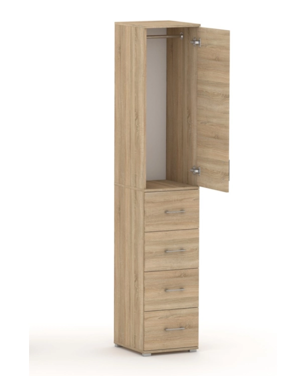 Szafa na ubrania z drążkiem Pola 215 - 4 szuflady 40-50 cm Dąb Sonoma