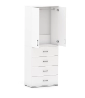 Szafa na ubrania z drążkiem Pola 215 - 4 szuflady 60 / 70 / 80 cm BIALA