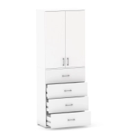 Szafa na ubrania z drążkiem Pola 215 - 4 szuflady 60 / 70 / 80 cm BIALA