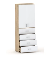 Szafa na ubrania z drążkiem Pola 215 - 4 szuflady 60 / 70 / 80 cm Da Sonoma / biala