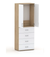 Szafa na ubrania z drążkiem Pola 215 - 4 szuflady 60 / 70 / 80 cm Da Sonoma / biala