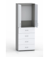 Szafa na ubrania z drążkiem Pola 215 - 4 szuflady 60 / 70 / 80 cm szara z białymi frontami