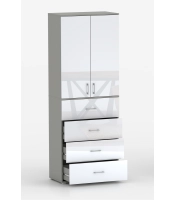 Szafa na ubrania z drążkiem Pola 215 - 4 szuflady 60 / 70 / 80 cm szara z  frontami w połysku