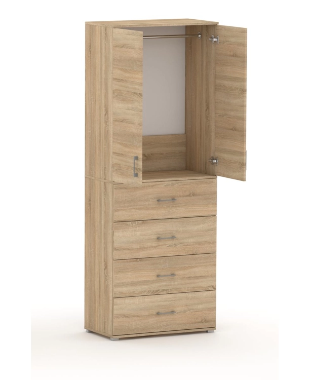 Szafa na ubrania z drążkiem Pola 215 - 4 szuflady 60 / 70 / 80 cm Da Sonoma
