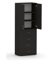 Regał Szafa POLA 215 4S3P2D czarny - 4 szuflady 60-80 cm