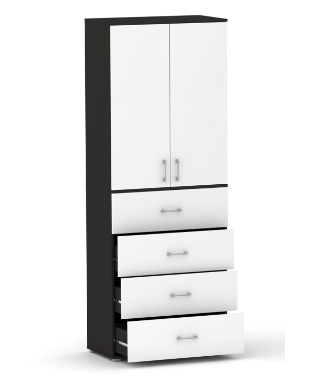 Regał Szafa POLA 215 4S3P2D czarny - 4 szuflady 60-80 cm