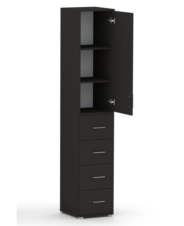 Regał Szafa POLA 215 4S3P2D czarny - 4 szuflady 60-80 cm