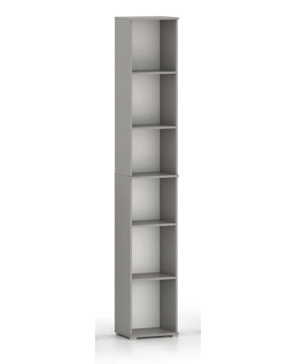 Regał Pola 215x40 szara. Szeroki 40 cm, 6 półek na książki i segregatory