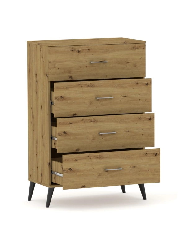 Komoda POLA 4N Dąb Artisan - 4 szerokości 50 - 80 cm dwie pratyczne szuflady