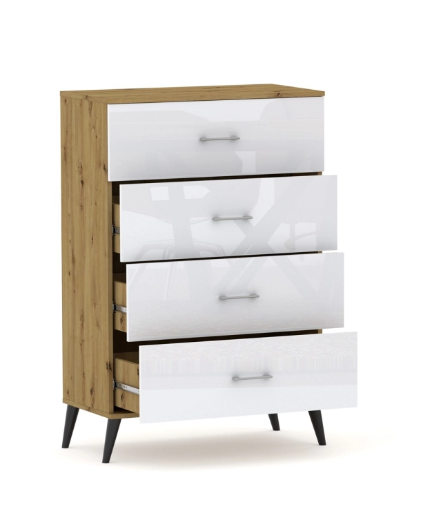 Komoda POLA 4N Dąb Artisan / Połysk - 4 szerokości. 50 - 80 cm Pojemna !