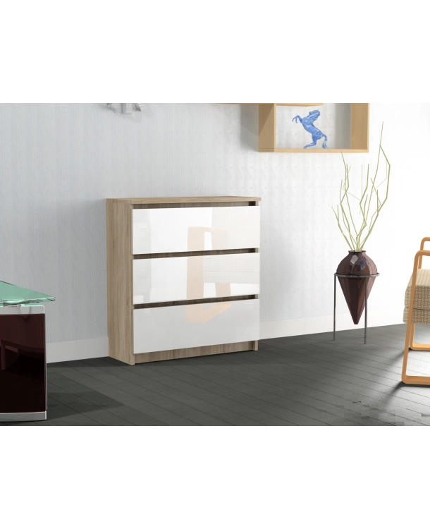 Komoda RICO 3s WYSOKI POŁYSK 80 cm AKRYL Sonoma