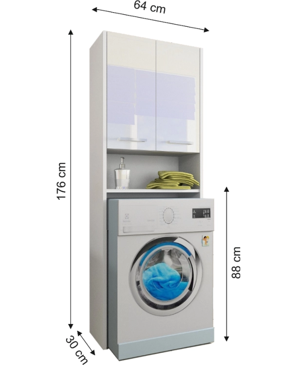 Szafka nad pralke LUNA 64 cm  POŁYSK AKRYL
