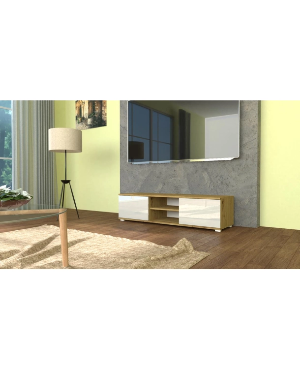 Szafka RTV 120  DĄB ARTISAN / BIAŁY POŁYSK